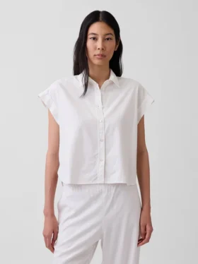 Oversized overhemd van linnenmix