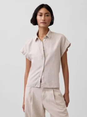 Oversized overhemd van linnenmix