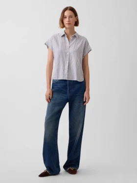 Oversized overhemd van linnenmix