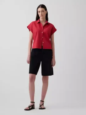 Oversized overhemd van linnenmix