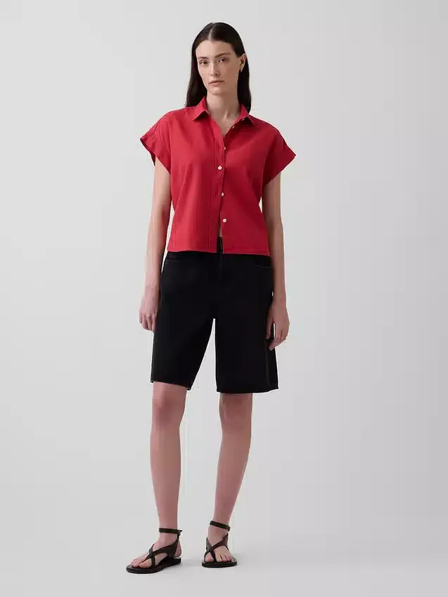 Oversized overhemd van linnenmix
