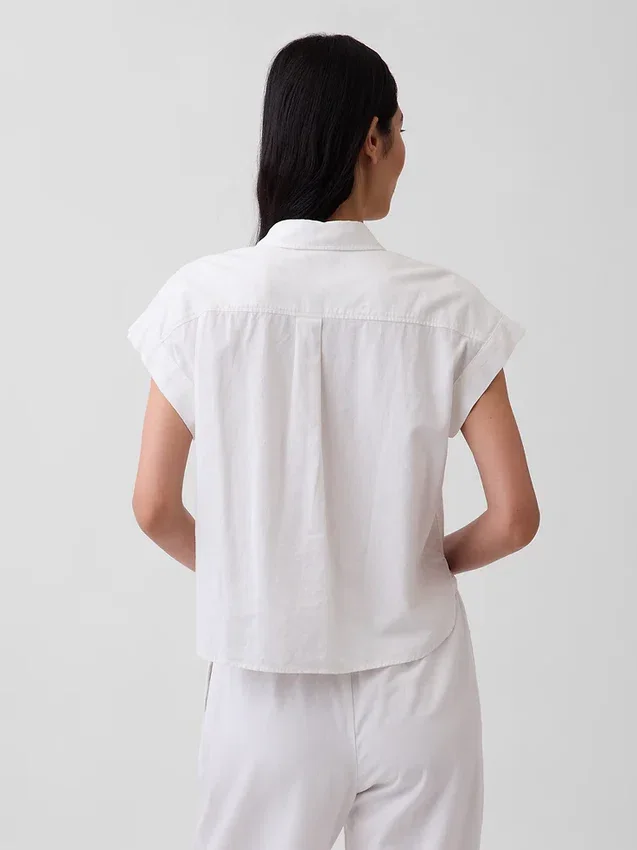 Oversized overhemd van linnenmix