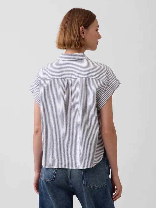Oversized overhemd van linnenmix