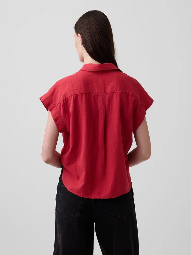 Oversized overhemd van linnenmix