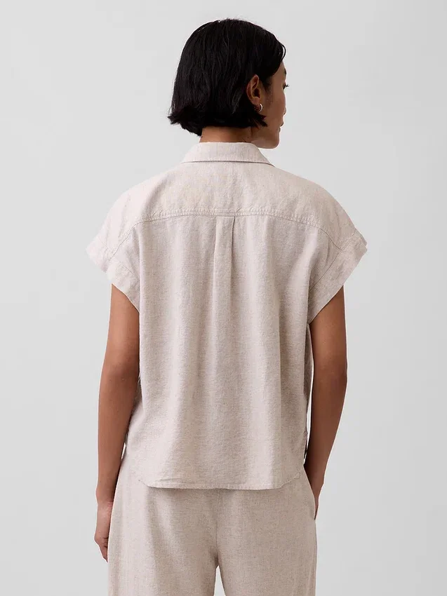 Oversized overhemd van linnenmix