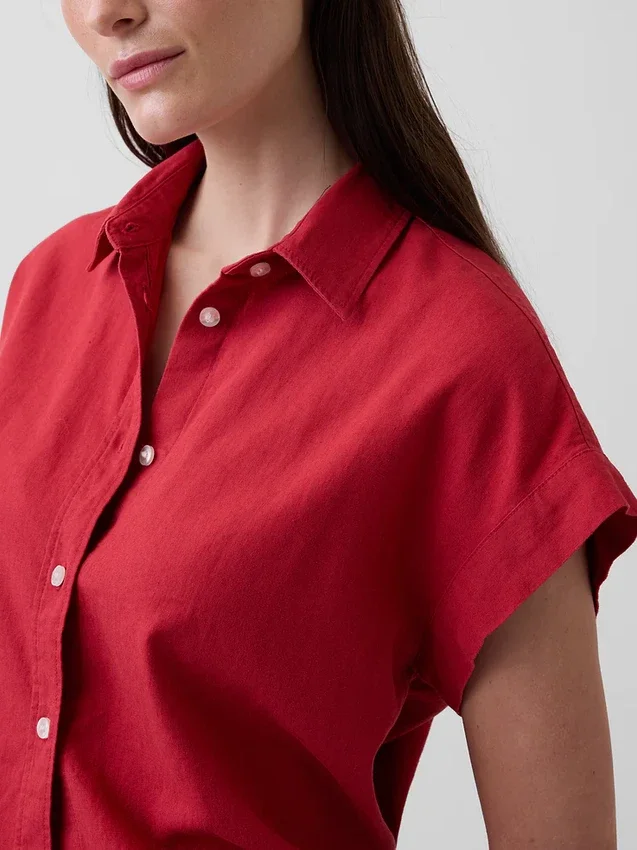 Oversized overhemd van linnenmix