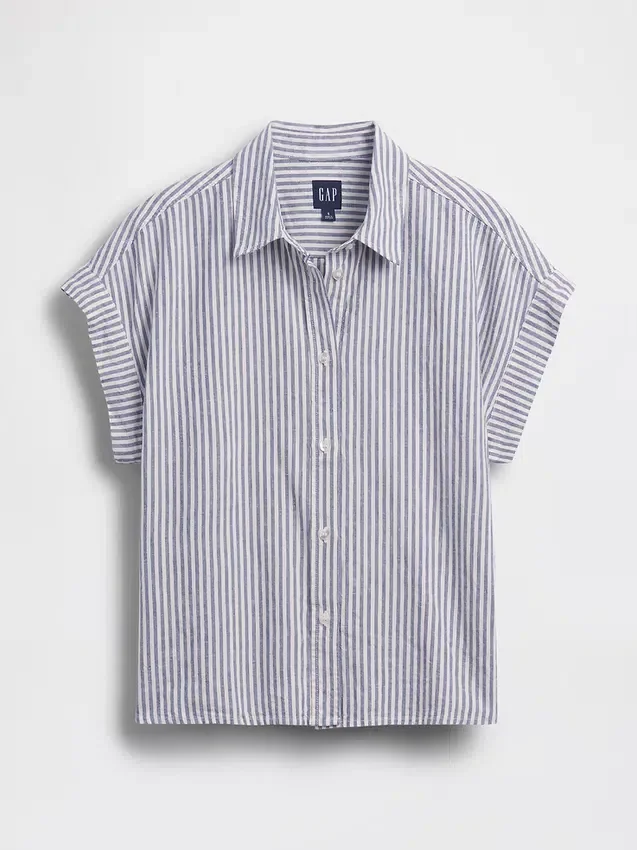 Oversized overhemd van linnenmix