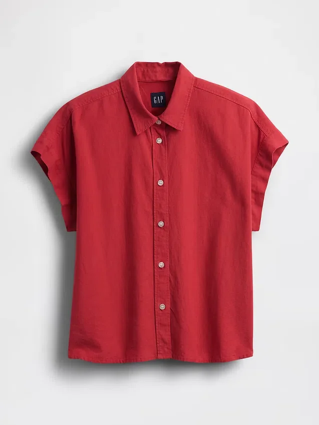 Oversized overhemd van linnenmix