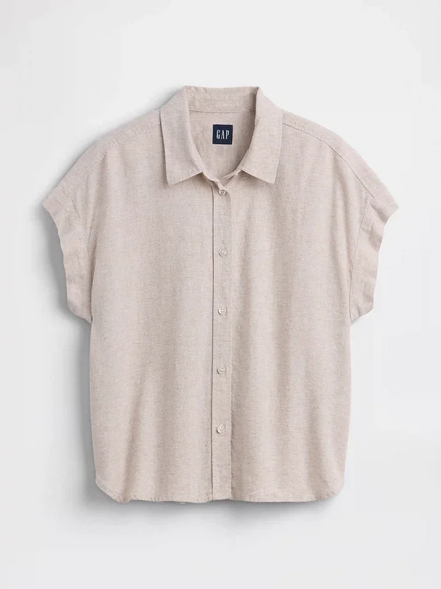 Oversized overhemd van linnenmix