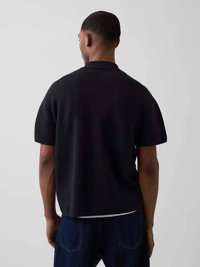 Oversized polo-trui met kwartrits en zak