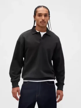 Oversized polosweatshirt voor volwassenen van zwaar fleece