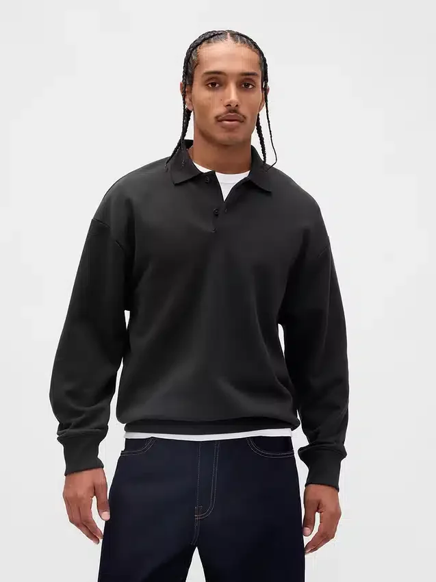 Oversized polosweatshirt voor volwassenen van zwaar fleece