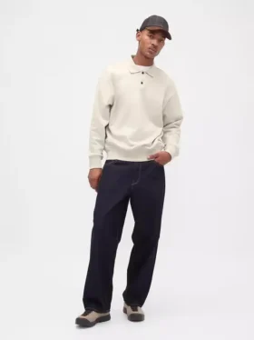 Oversized polosweatshirt voor volwassenen van zwaar fleece