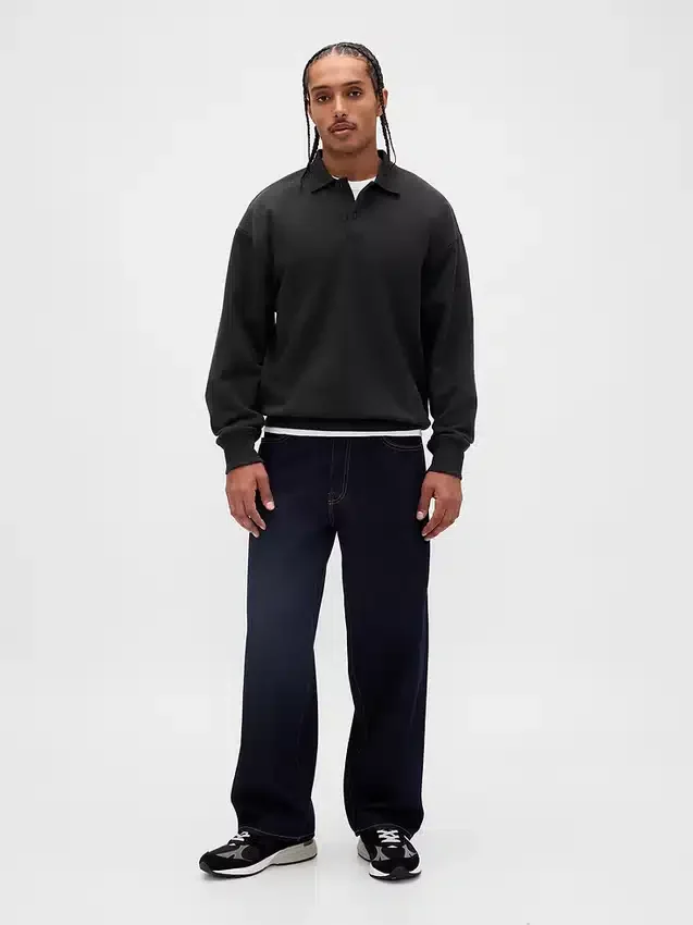Oversized polosweatshirt voor volwassenen van zwaar fleece