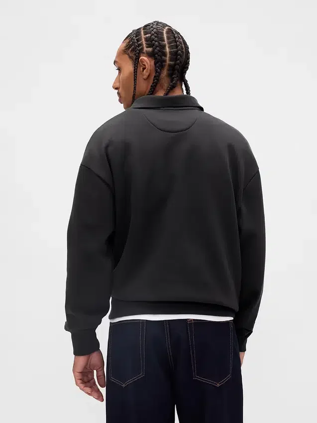 Oversized polosweatshirt voor volwassenen van zwaar fleece