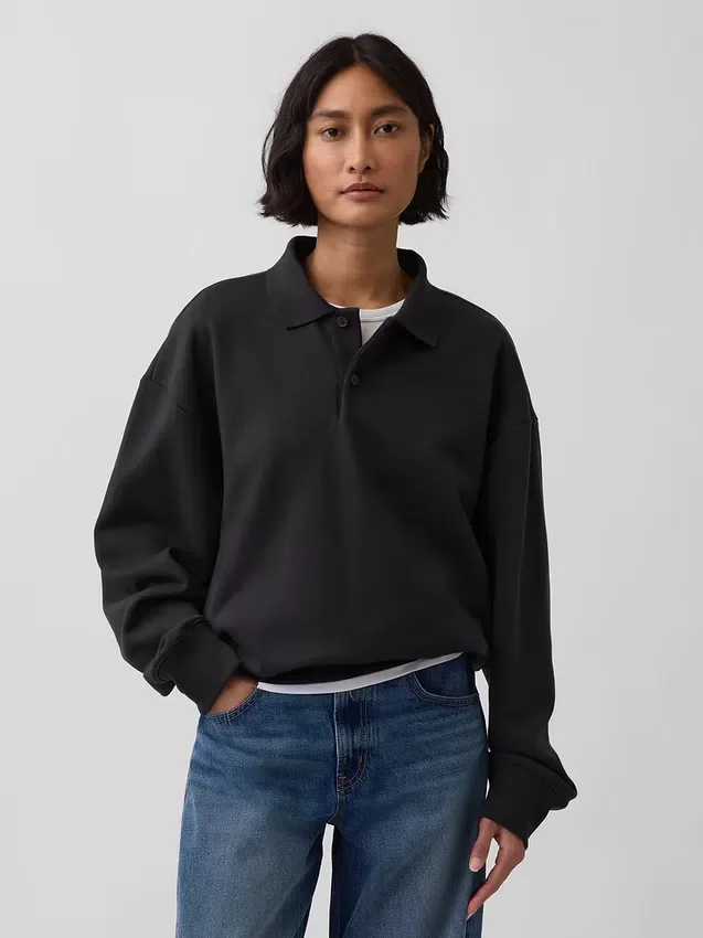 Oversized polosweatshirt voor volwassenen van zwaar fleece