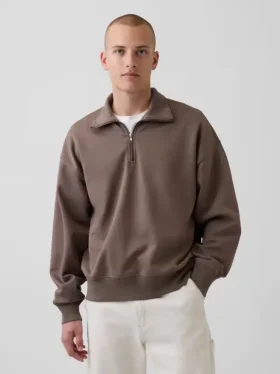 Oversized pullover met kwartrits voor volwassenen