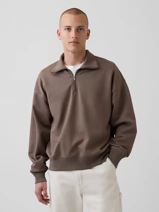 Oversized pullover met kwartrits voor volwassenen
