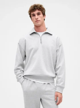 Oversized pullover met kwartrits voor volwassenen