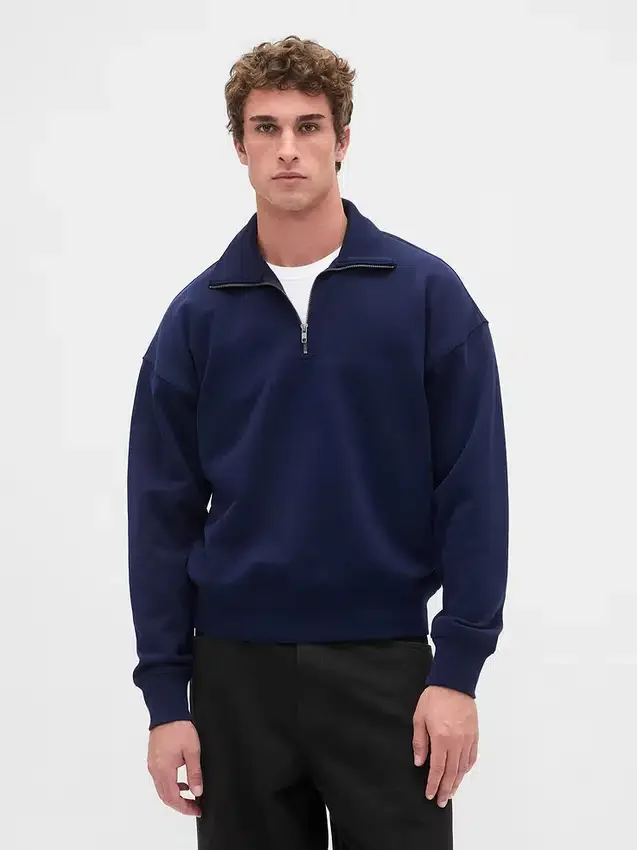 Oversized pullover met kwartrits voor volwassenen