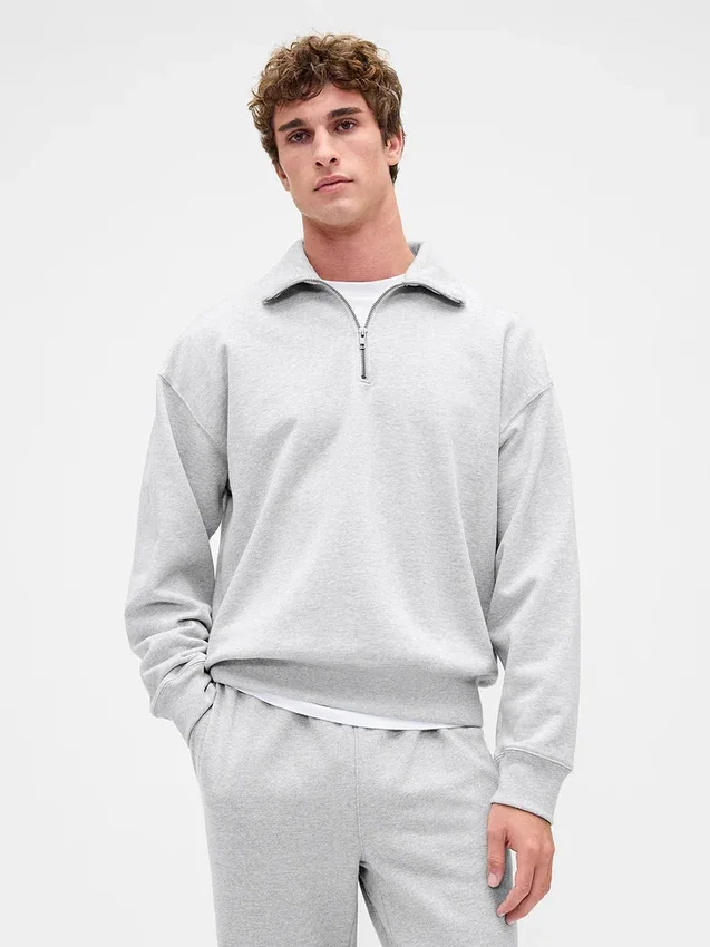 Oversized pullover met kwartrits voor volwassenen
