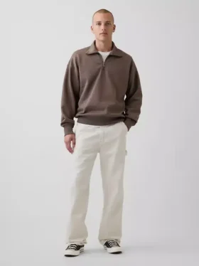 Oversized pullover met kwartrits voor volwassenen