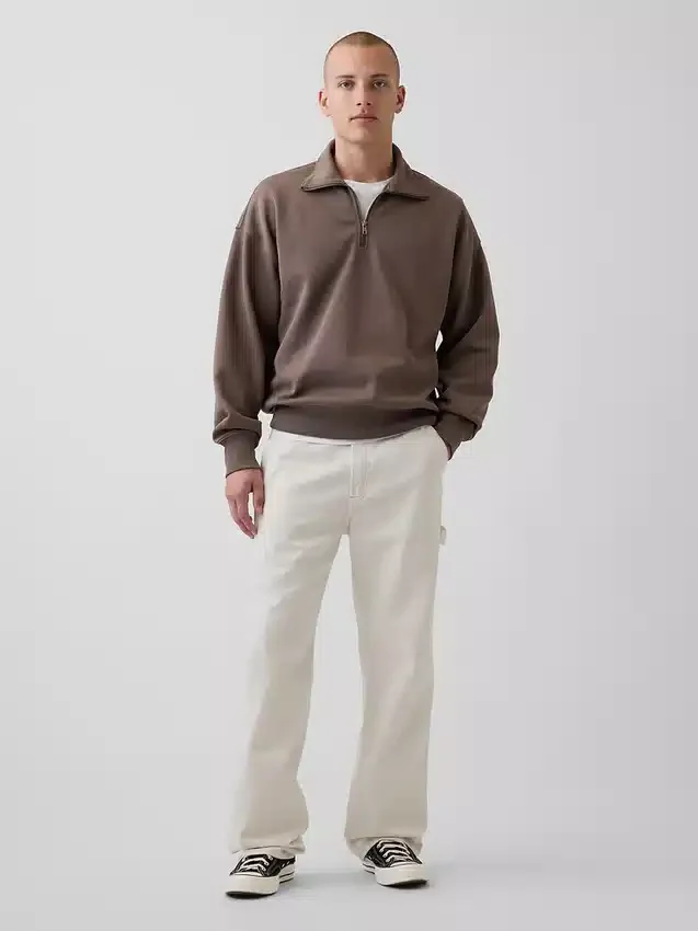 Oversized pullover met kwartrits voor volwassenen