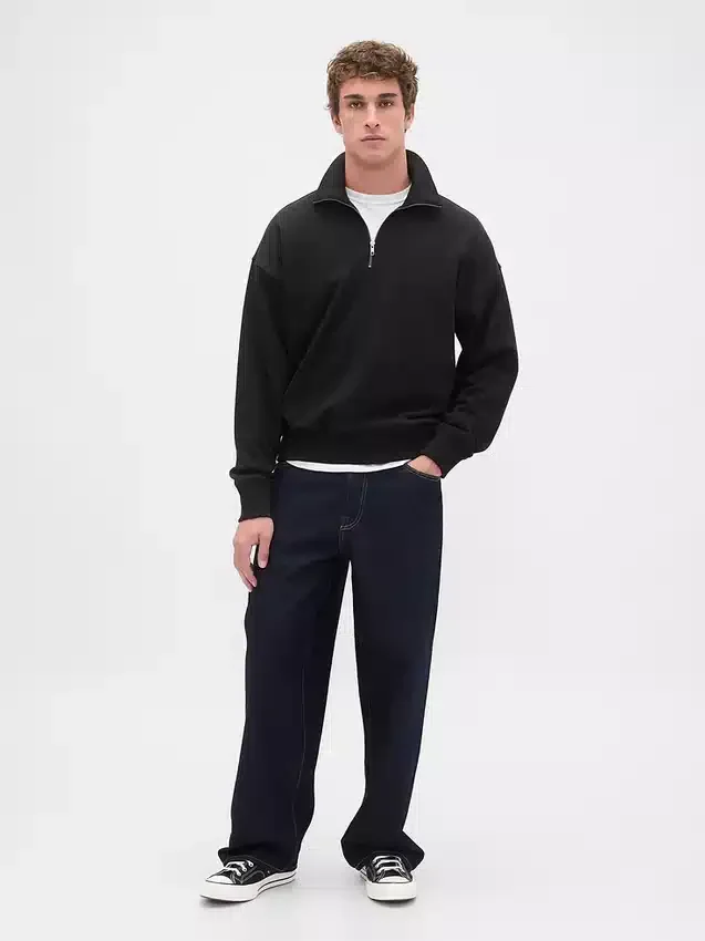 Oversized pullover met kwartrits voor volwassenen