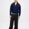 Oversized pullover met kwartrits voor volwassenen