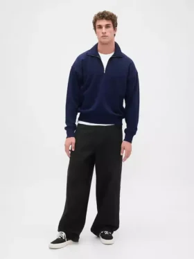 Oversized pullover met kwartrits voor volwassenen
