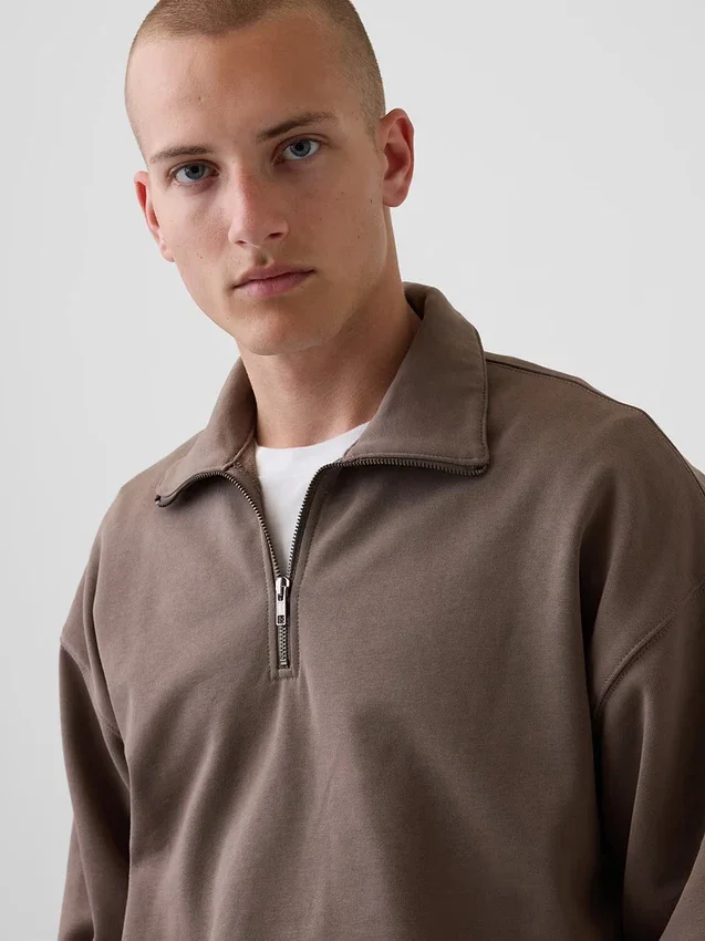 Oversized pullover met kwartrits voor volwassenen