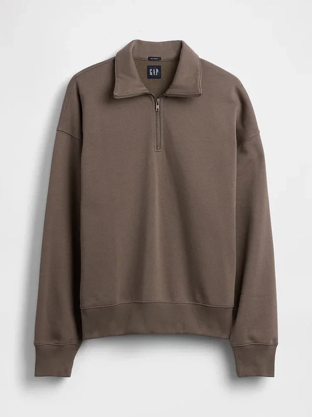 Oversized pullover met kwartrits voor volwassenen