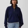 Oversized pullover met kwartrits voor volwassenen