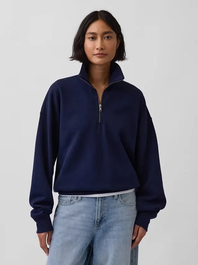 Oversized pullover met kwartrits voor volwassenen