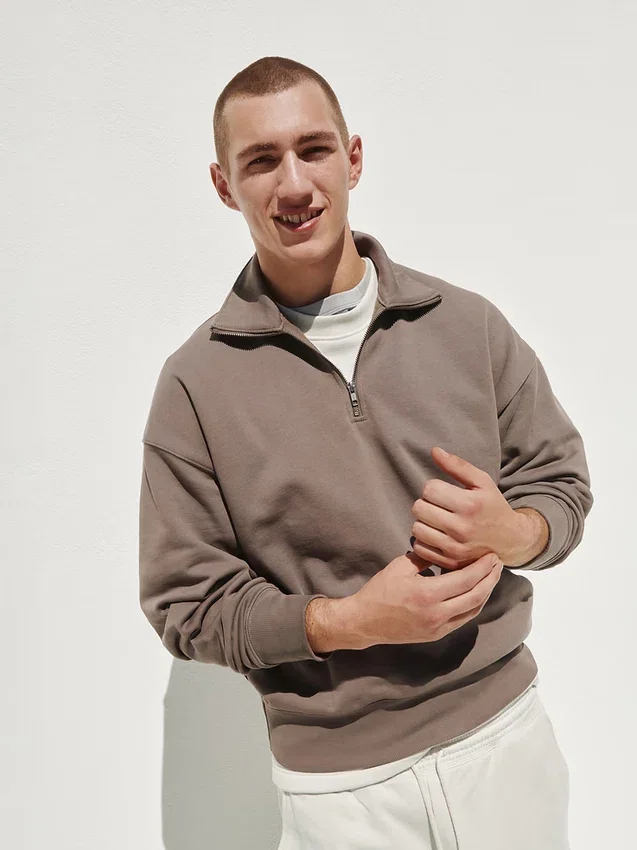 Oversized pullover met kwartrits voor volwassenen