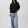 Oversized pullover met kwartrits voor volwassenen