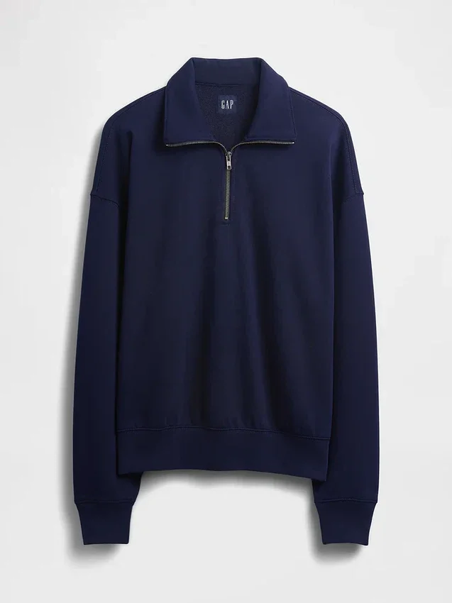 Oversized pullover met kwartrits voor volwassenen