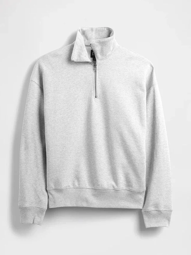 Oversized pullover met kwartrits voor volwassenen