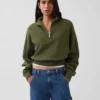 Oversized pullover van gestructureerd katoen met halve rits