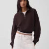 Oversized pullover van gestructureerd katoen met halve rits