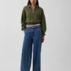 Oversized pullover van gestructureerd katoen met halve rits