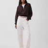 Oversized pullover van gestructureerd katoen met halve rits