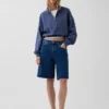 Oversized pullover van gestructureerd katoen met halve rits