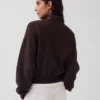 Oversized pullover van gestructureerd katoen met halve rits