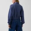 Oversized pullover van gestructureerd katoen met halve rits