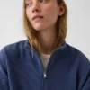 Oversized pullover van gestructureerd katoen met halve rits