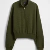 Oversized pullover van gestructureerd katoen met halve rits