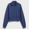 Oversized pullover van gestructureerd katoen met halve rits