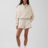 Oversized pullover van gestructureerd katoen met halve rits