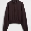 Oversized pullover van gestructureerd katoen met halve rits